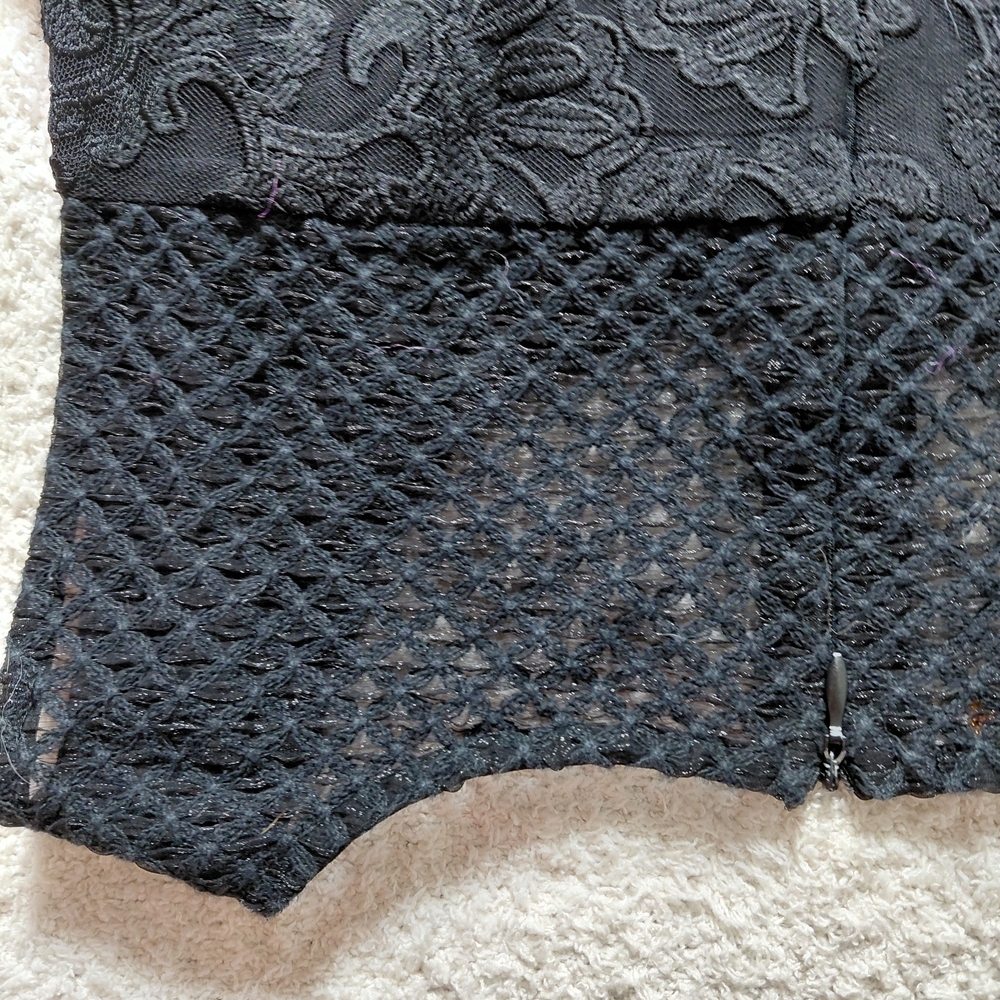 Skies Are Blue Black Textured Women's Blouse - Picture 7 of 8